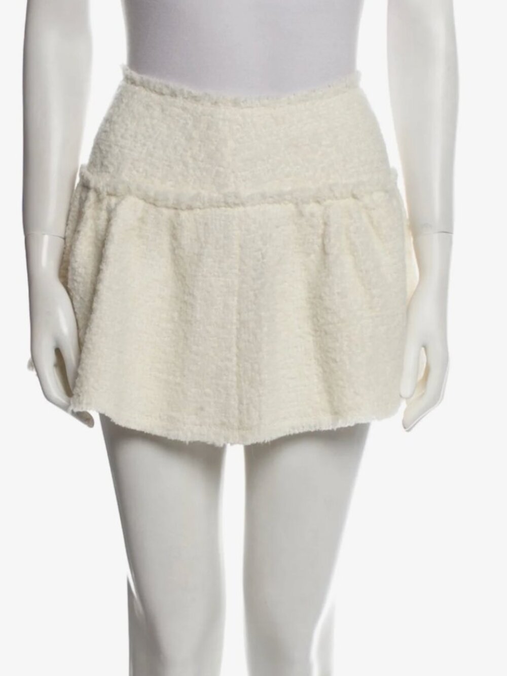 LoveShackFancy ivory wool a-line mini skirt